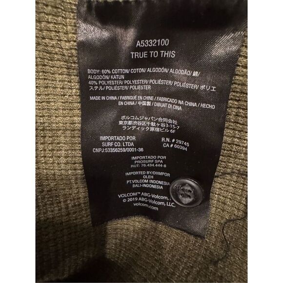 Volcom hooded waffle knit Henley size medium - Picture 5 of 6